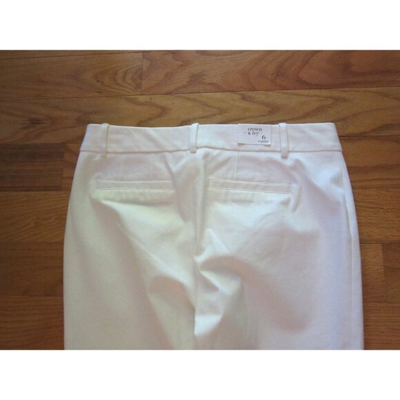 Crown & Ivy White Cotton Crop Pants Size 6 - Picture 5 of 6
